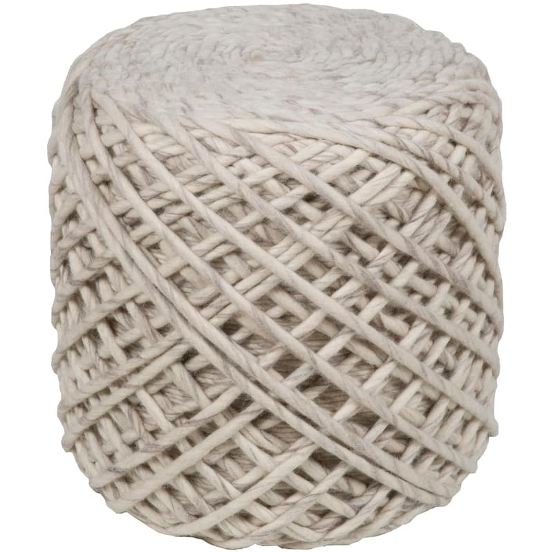 Elise Textured Wool 16-inch Square Pouf