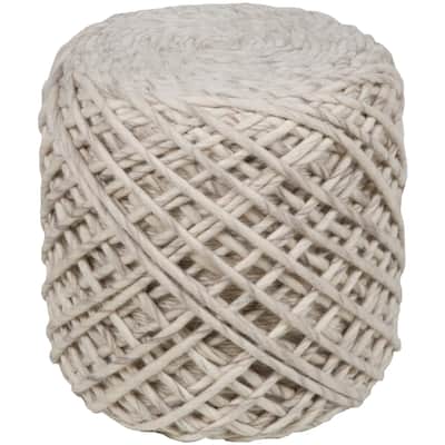Elise Textured Wool 16-inch Square Pouf