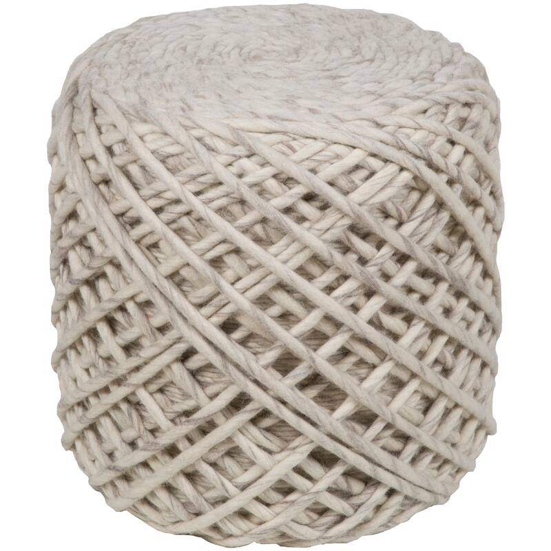 Elise Textured Wool 16-inch Square Pouf
