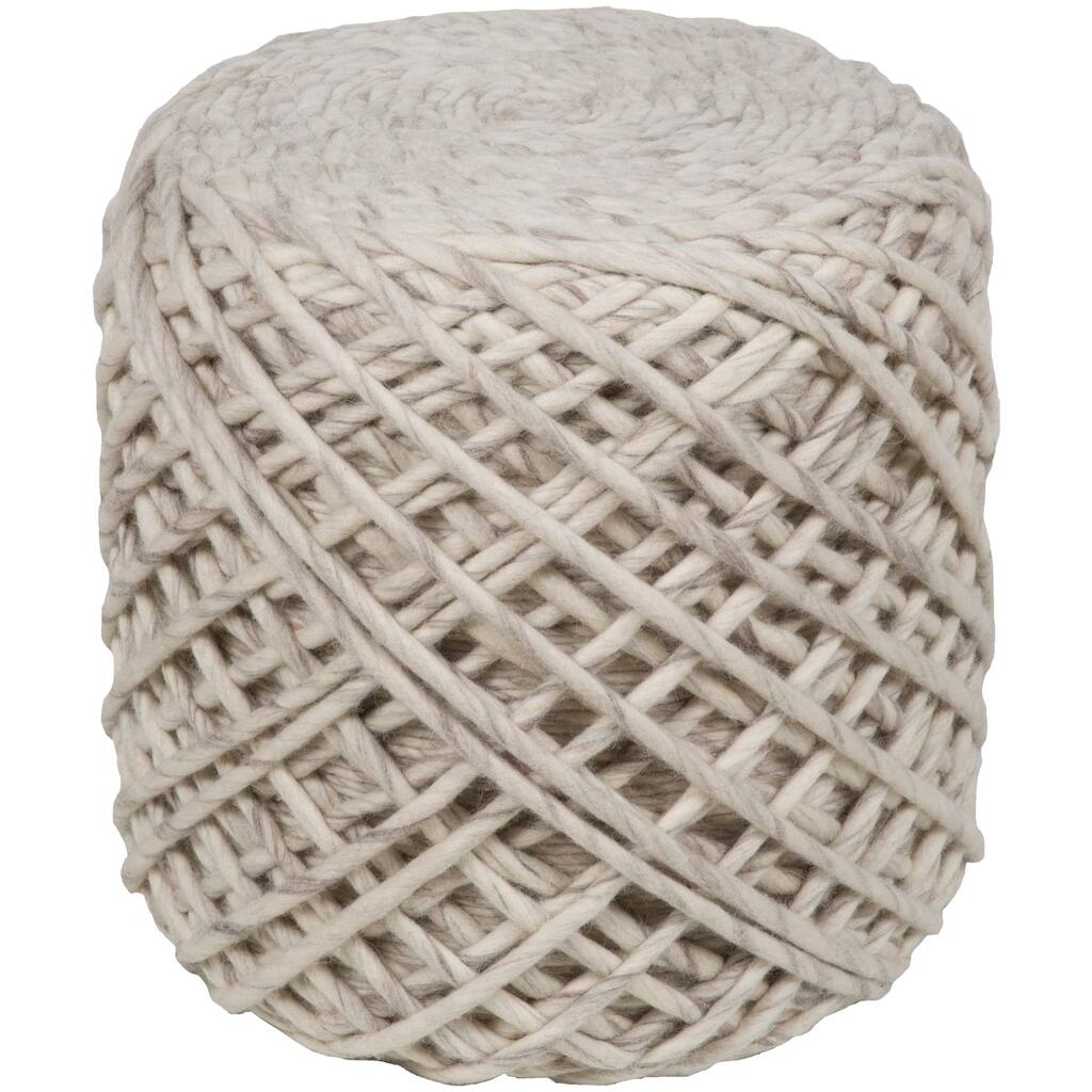 Elise Textured Wool 16-inch Square Pouf