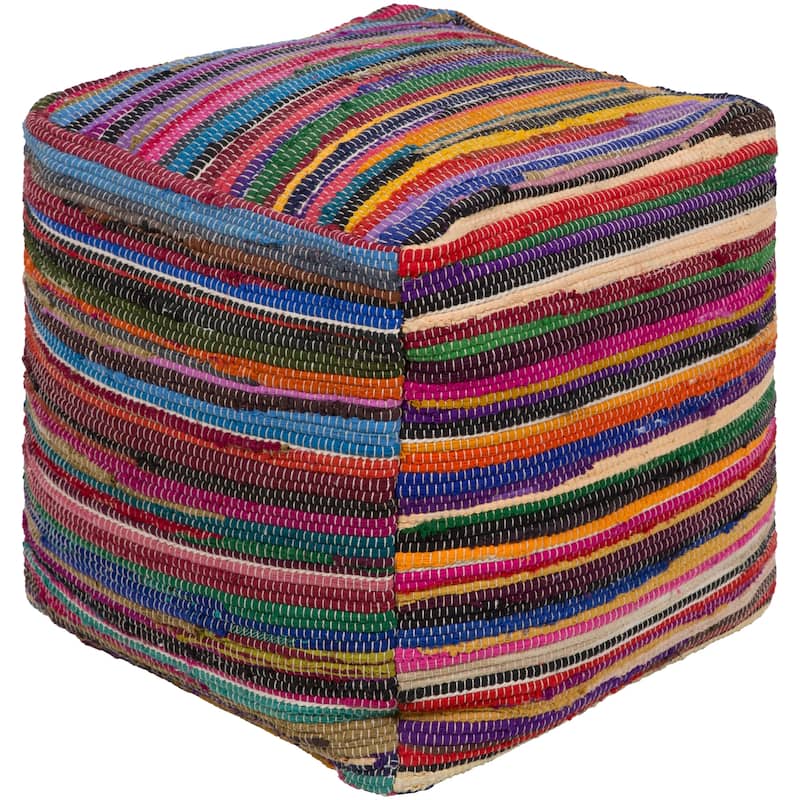 Emidio Vibrant Global Stripe 18-inch Square Pouf