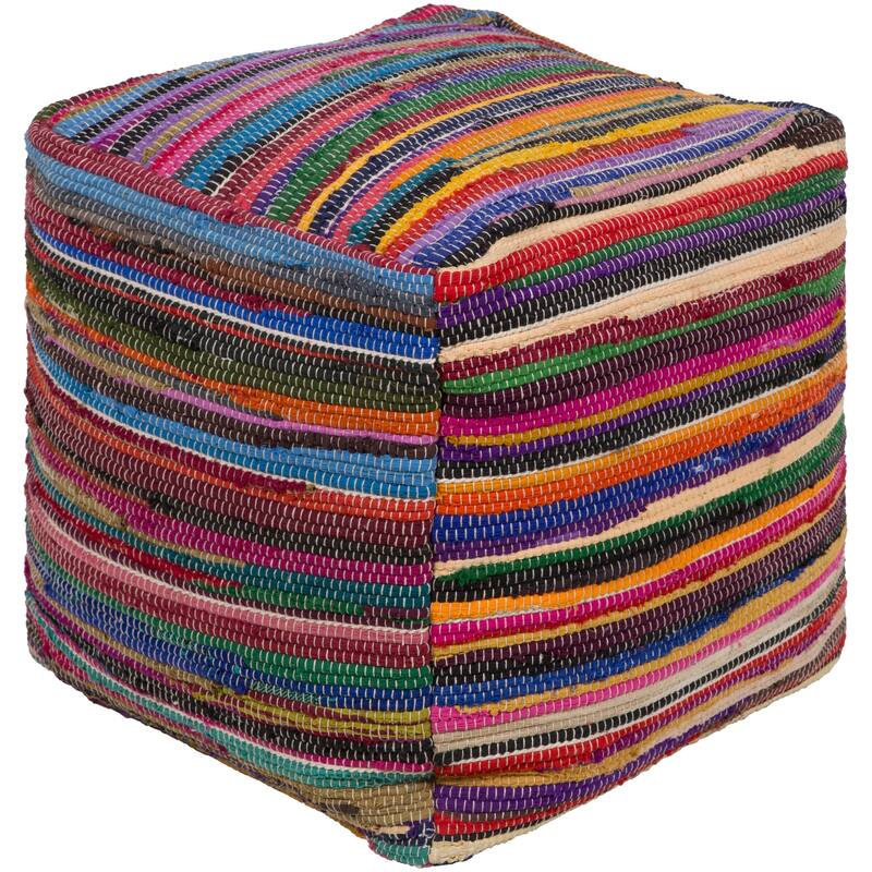 Emidio Vibrant Global Stripe 18-inch Square Pouf