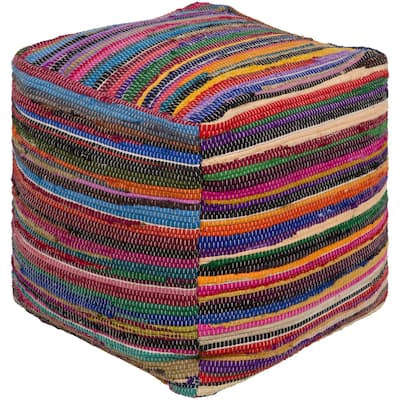 Emidio Vibrant Global Stripe 18-inch Square Pouf