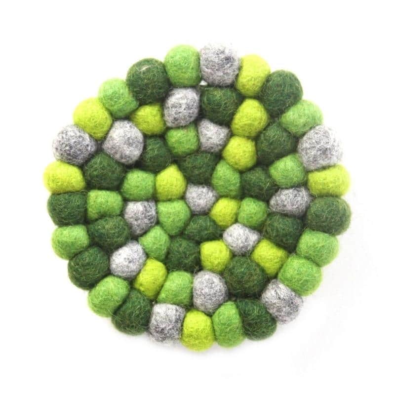The Curated Nomad Southard Handmade Chakra Color Felt Ball Coasters (Set of 4) - N/A