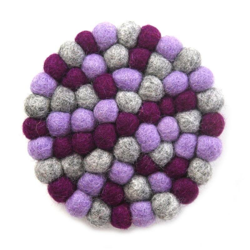 The Curated Nomad Southard Handmade Chakra Color Felt Ball Coasters (Set of 4) - N/A