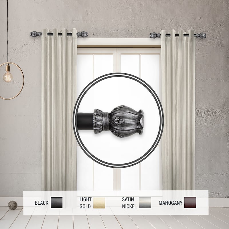 InStyleDesign Majesty 1" Side Curtain Rod 12-20 inch long (Set of 2) - 12 to 20 inches - Black