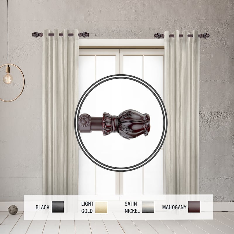 InStyleDesign Majesty 1" Side Curtain Rod 12-20 inch long (Set of 2) - 12 to 20 inches - Mahogany
