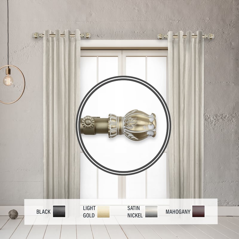 InStyleDesign Majesty 1" Side Curtain Rod 12-20 inch long (Set of 2) - 12 to 20 inches - Light Gold