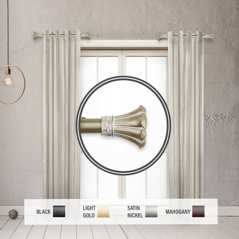 InStyleDesign Floweret 1" Side Curtain Rod 12-20 inch long (Set of 2) - 12 to 20 inches - Light Gold