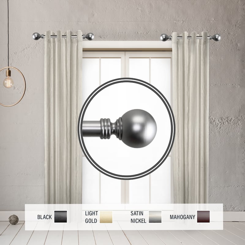 InStyleDesign Pellet 1" Side Curtain Rod 12-20 inch long (Set of 2) - 12 to 20 inches - Satin Nickel