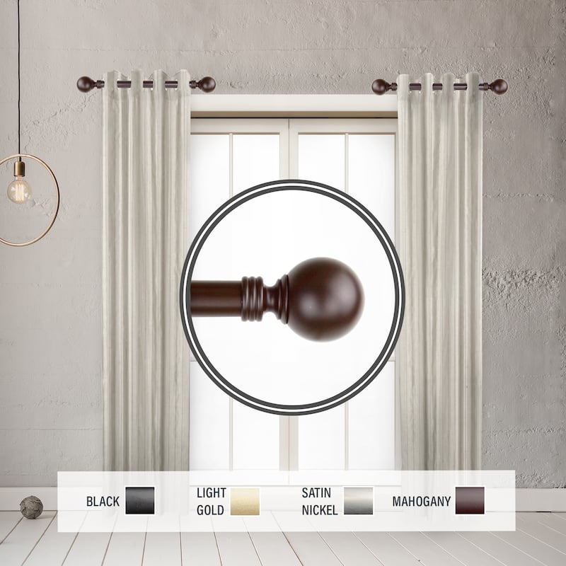 InStyleDesign Pellet 1" Side Curtain Rod 12-20 inch long (Set of 2) - 12 to 20 inches - Mahogany