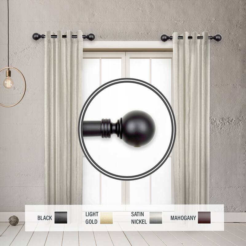 InStyleDesign Pellet 1" Side Curtain Rod 12-20 inch long (Set of 2) - 12 to 20 inches - Black