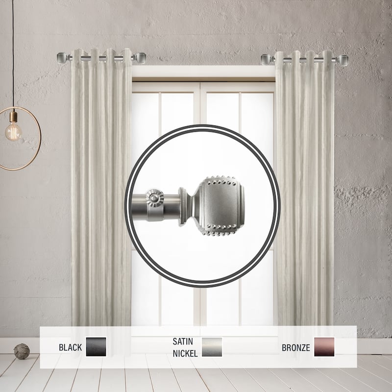 InStyleDesign Xavier 1" Side Curtain Rod 12-20 inch long (Set of 2) - 12 to 20 inches - Satin Nickel