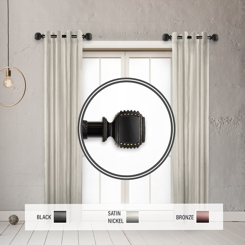 InStyleDesign Xavier 1" Side Curtain Rod 12-20 inch long (Set of 2) - 12 to 20 inches - Black
