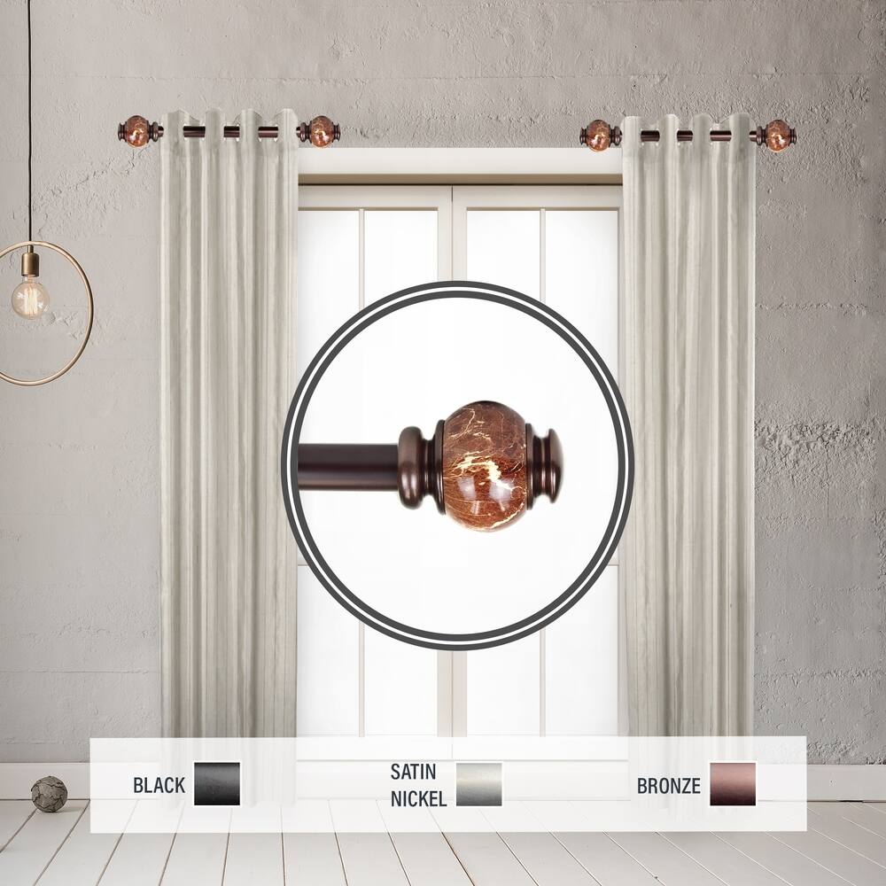 InStyleDesign Onyx 1" Side Curtain Rod 12-20 inch long (Set of 2) - 12 to 20 inches