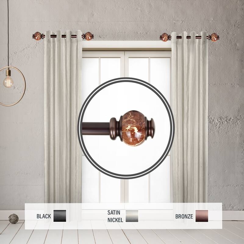 InStyleDesign Onyx 1" Side Curtain Rod 12-20 inch long (Set of 2) - 12 to 20 inches