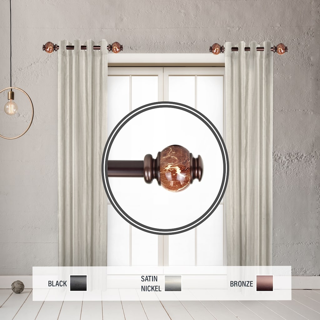 InStyleDesign Onyx 1" Side Curtain Rod 12-20 inch long (Set of 2) - 12 to 20 inches