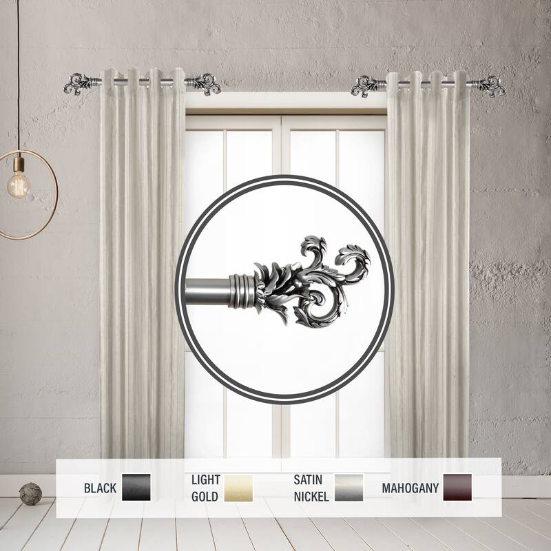 InStyleDesign Exult 1" Side Curtain Rod 12-20 inch long (Set of 2) - 12 to 20 inches - Satin Nickel