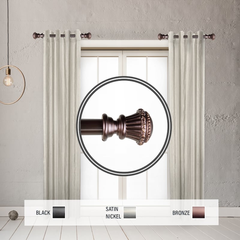 InStyleDesign Trinity 1" Side Curtain Rod 12-20 inch long (Set of 2) - 12 to 20 inches - Bronze