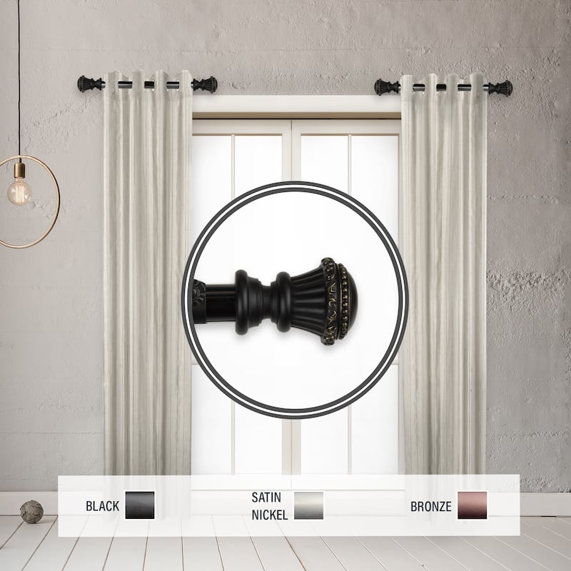 InStyleDesign Trinity 1" Side Curtain Rod 12-20 inch long (Set of 2) - 12 to 20 inches - Black
