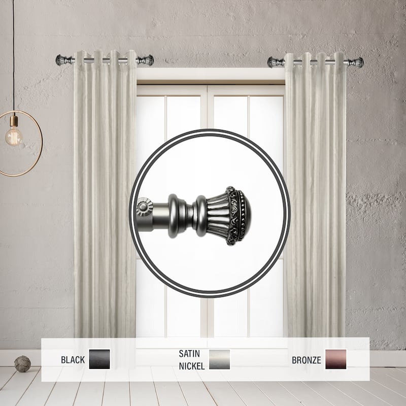 InStyleDesign Trinity 1" Side Curtain Rod 12-20 inch long (Set of 2) - 12 to 20 inches - Satin Nickel