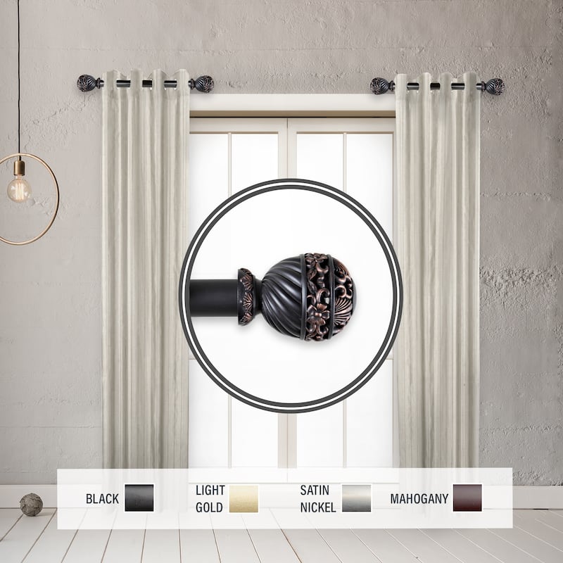 InStyleDesign Marlow 1" Side Curtain Rod 12-20 inch long (Set of 2) - 12 to 20 inches - Black
