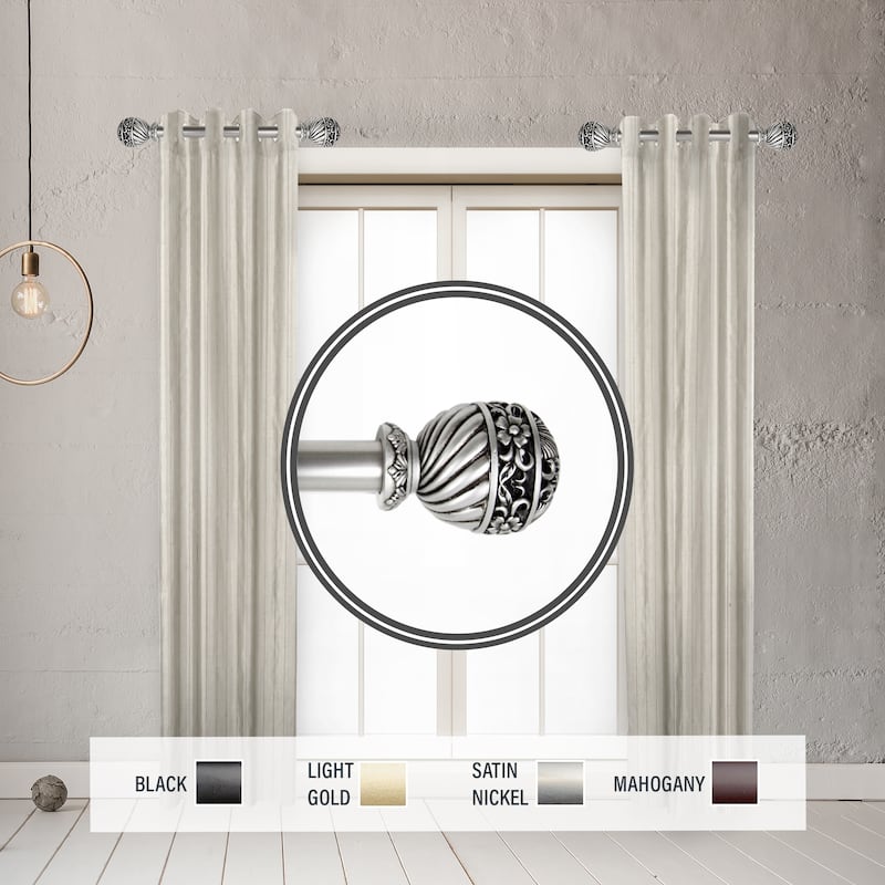 InStyleDesign Marlow 1" Side Curtain Rod 12-20 inch long (Set of 2) - 12 to 20 inches - Satin Nickel