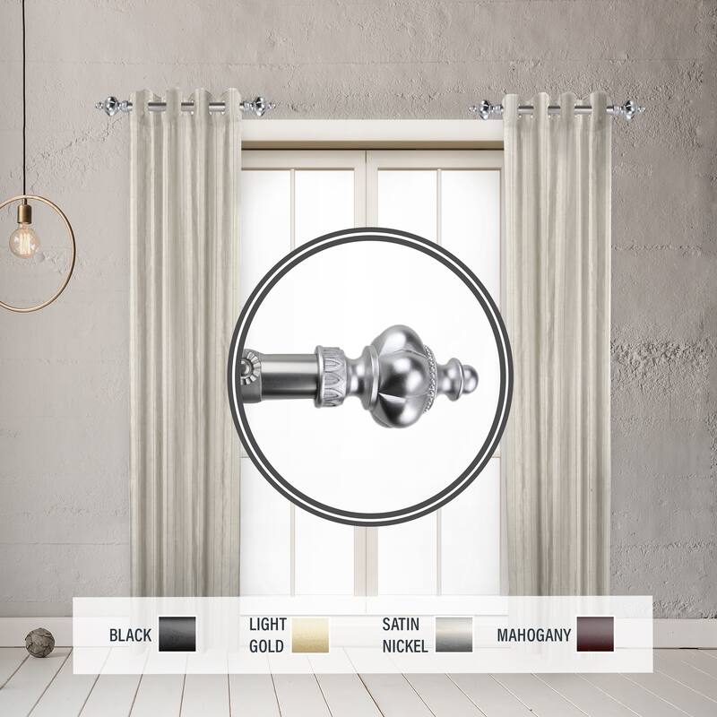 InStyleDesign Revel 1" Side Curtain Rod 12-20 inch long (Set of 2) - 12 to 20 inches - Satin Nickel