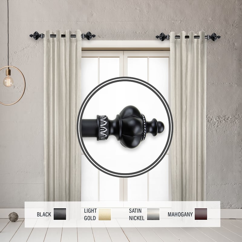 InStyleDesign Revel 1" Side Curtain Rod 12-20 inch long (Set of 2) - 12 to 20 inches - Black