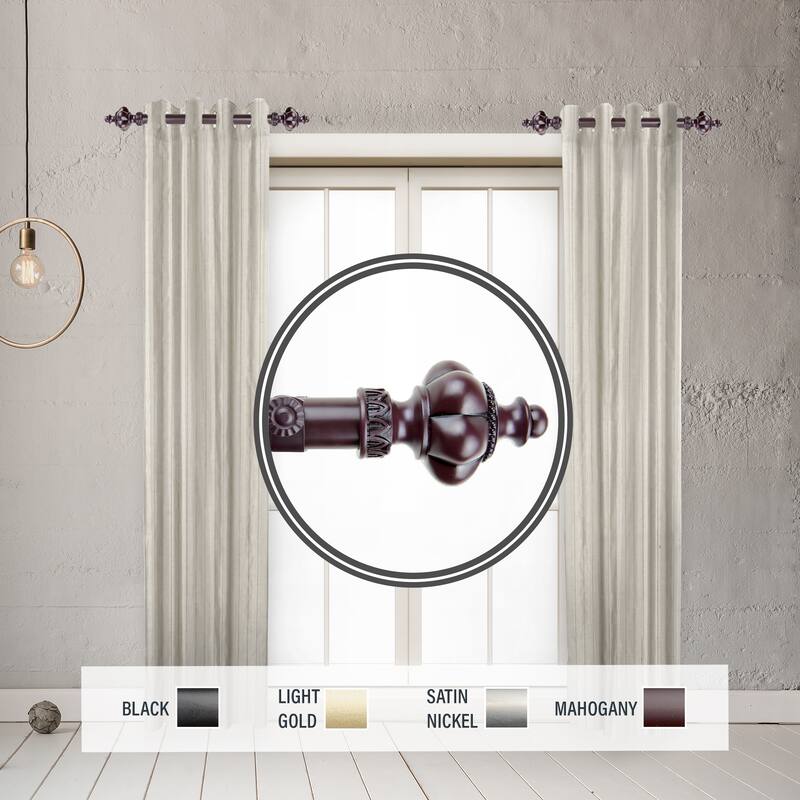 InStyleDesign Revel 1" Side Curtain Rod 12-20 inch long (Set of 2) - 12 to 20 inches - Mahogany
