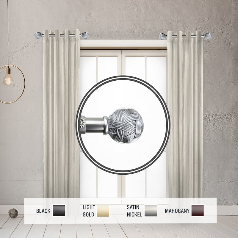 InStyleDesign Winona 1" Side Curtain Rod 12-20 inch long (Set of 2) - 12 to 20 inches - Satin Nickel