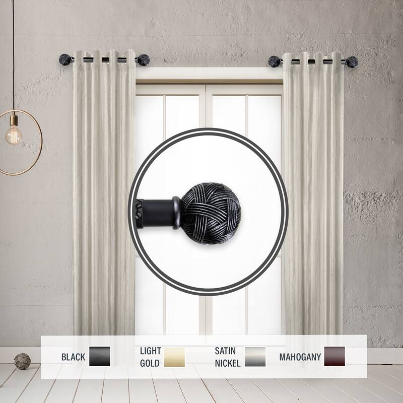 InStyleDesign Winona 1" Side Curtain Rod 12-20 inch long (Set of 2) - 12 to 20 inches - Black