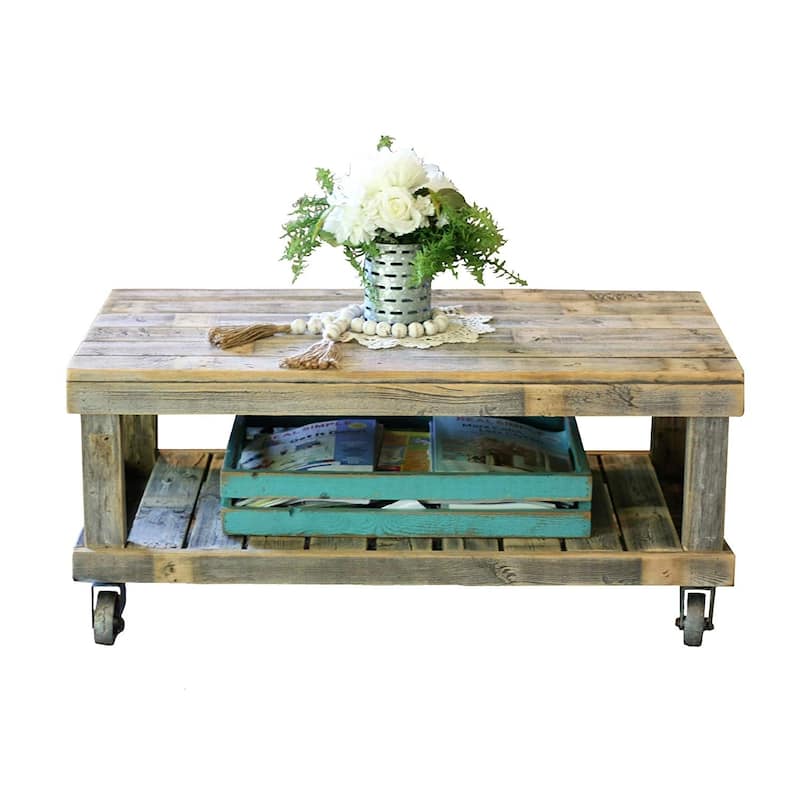 The Gray Barn Homer Natural Vintage Wheel Coffee Table - N/A