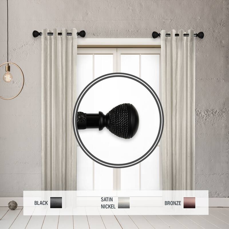 InStyleDesign Plait 1" Side Curtain Rod 12-20 inch long (Set of 2) - 12 to 20 inches - Black
