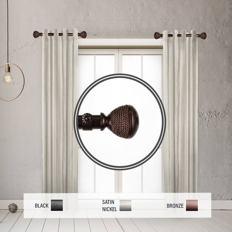 InStyleDesign Plait 1" Side Curtain Rod 12-20 inch long (Set of 2) - 12 to 20 inches - Bronze