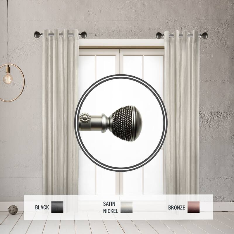 InStyleDesign Plait 1" Side Curtain Rod 12-20 inch long (Set of 2) - 12 to 20 inches - Satin Nickel