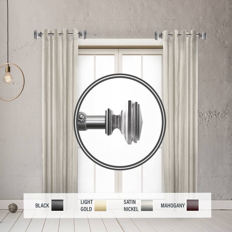 InStyleDesign Mantle 1" Side Curtain Rod 12-20 inch long (Set of 2) - 12 to 20 inches - Satin Nickel