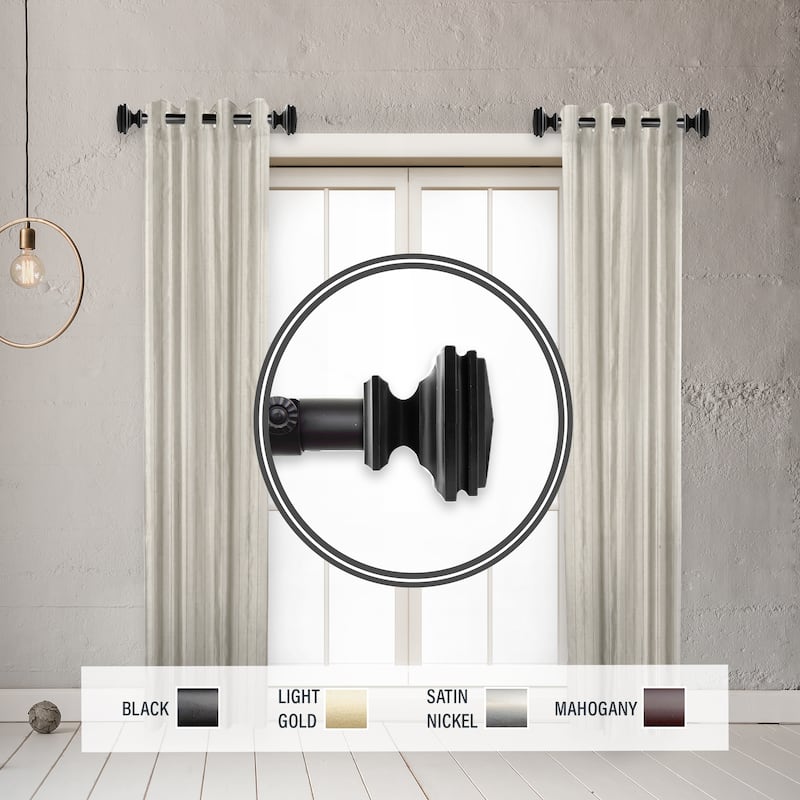 InStyleDesign Mantle 1" Side Curtain Rod 12-20 inch long (Set of 2) - 12 to 20 inches - Black