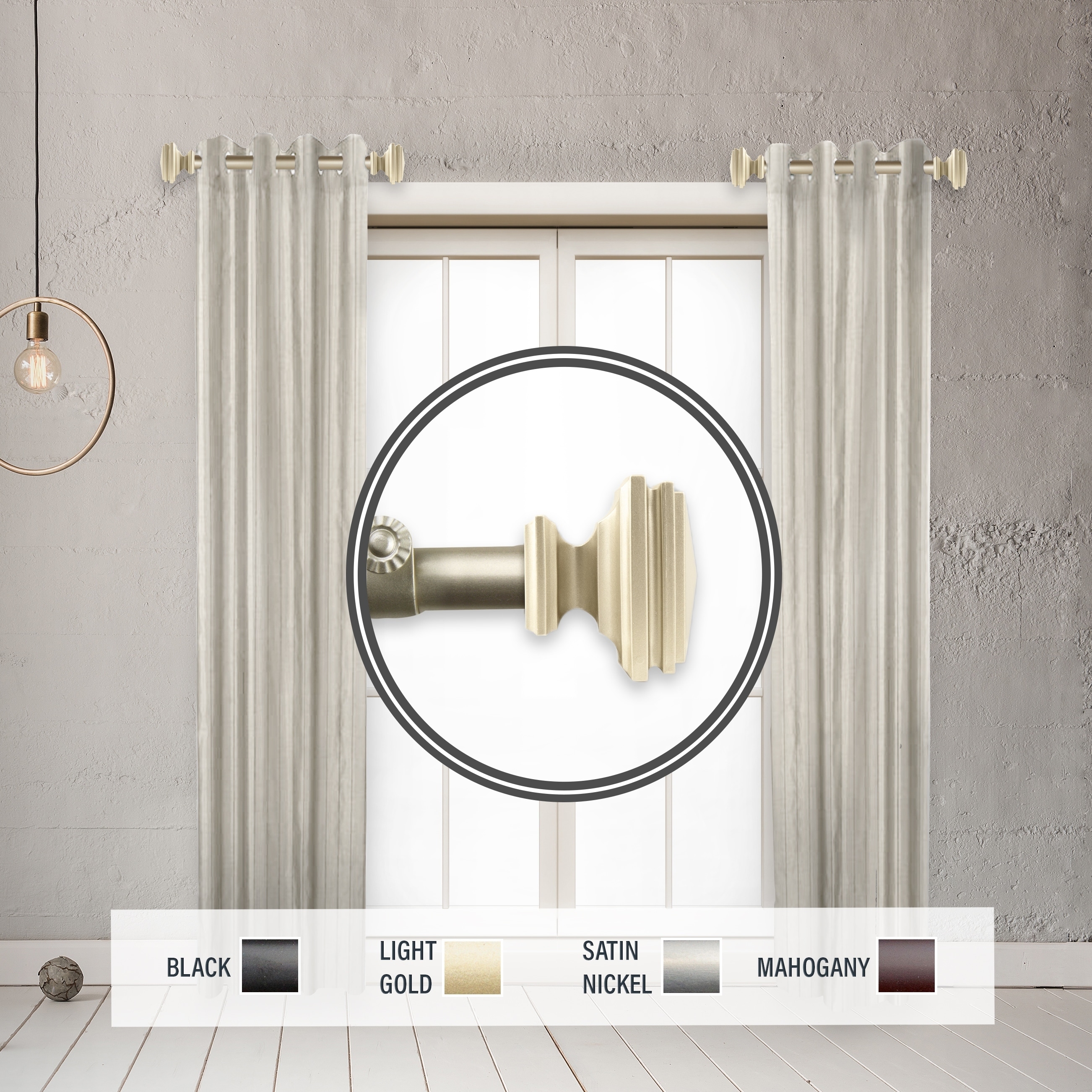 InStyleDesign Mantle 1" Side Curtain Rod 12-20 inch long (Set of 2) - 12 to 20 inches