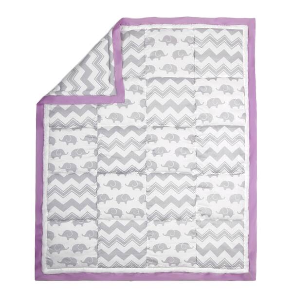 slide 1 of 1, The Peanut Shell Elephant Patchwork Cotton Quilt in Purple/Grey