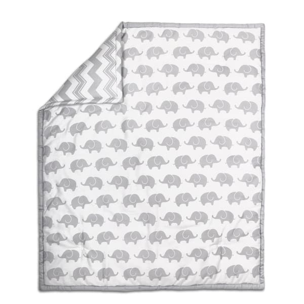 slide 1 of 1, The Peanut Shell Elephant Cotton Quilt in Grey