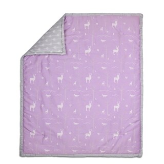 The Peanut Shell Woodland Cotton Quilt in Purple/Grey