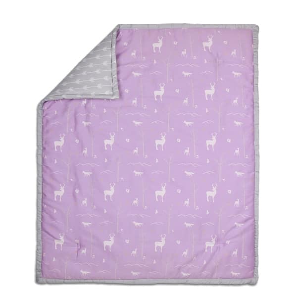 slide 1 of 1, The Peanut Shell Woodland Cotton Quilt in Purple/Grey