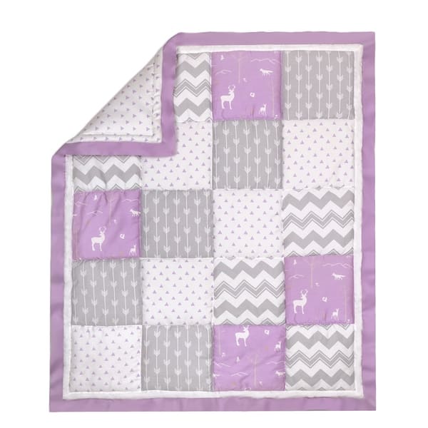 slide 1 of 1, The Peanut Shell Woodland Patchwork Cotton Quilt in Purple/Grey