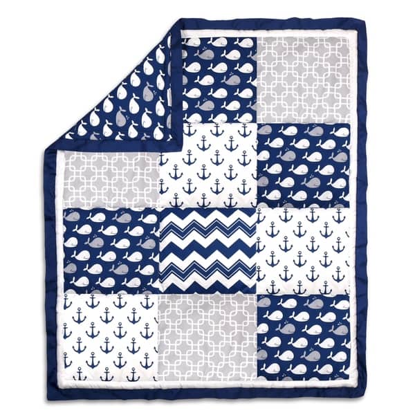 slide 1 of 1, The Peanutshell Whale Patch Quilt Navy