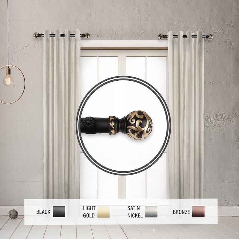 InStyleDesign Silvanus 1" Side Curtain Rod 12-20 inch long (Set of 2) - 12 to 20 inches - Black