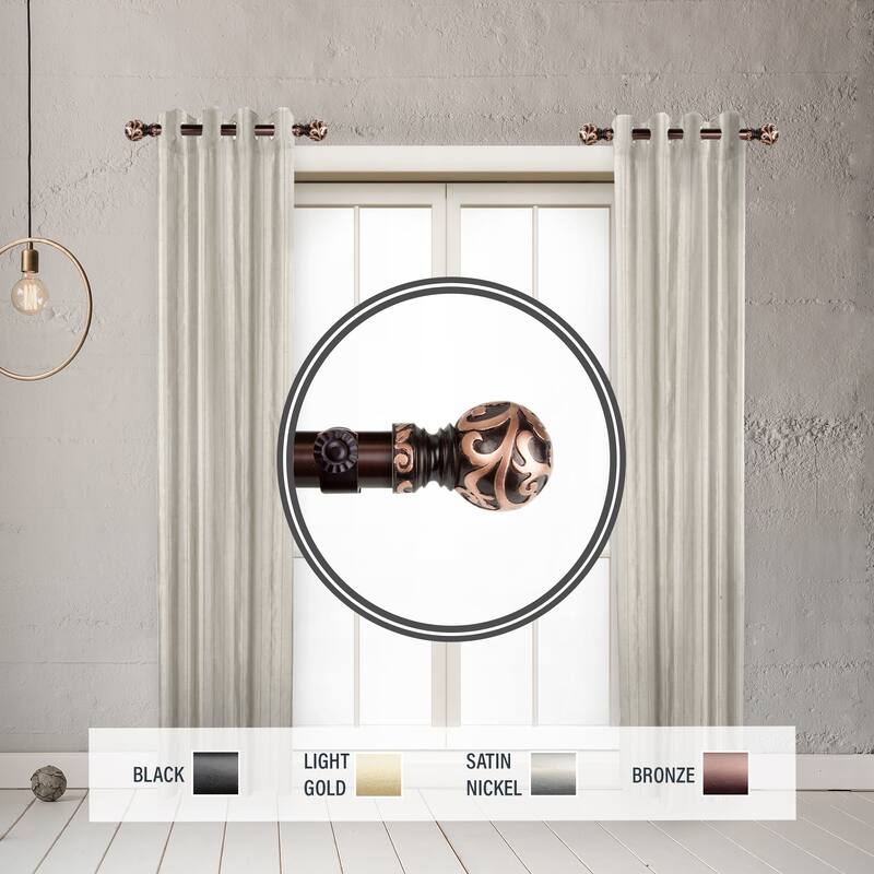 InStyleDesign Silvanus 1" Side Curtain Rod 12-20 inch long (Set of 2) - 12 to 20 inches - Bronze