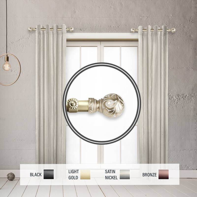 InStyleDesign Silvanus 1" Side Curtain Rod 12-20 inch long (Set of 2) - 12 to 20 inches - Light Gold