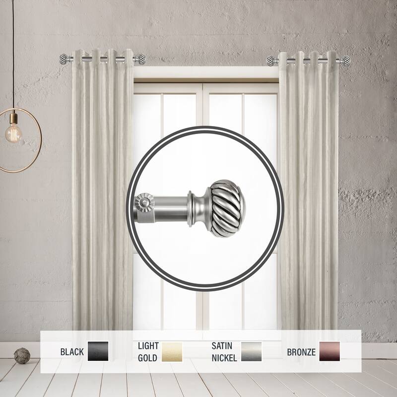 InStyleDesign Barta 1" Side Curtain Rod 12-20 inch long (Set of 2) - 12 to 20 inches - Satin Nickel