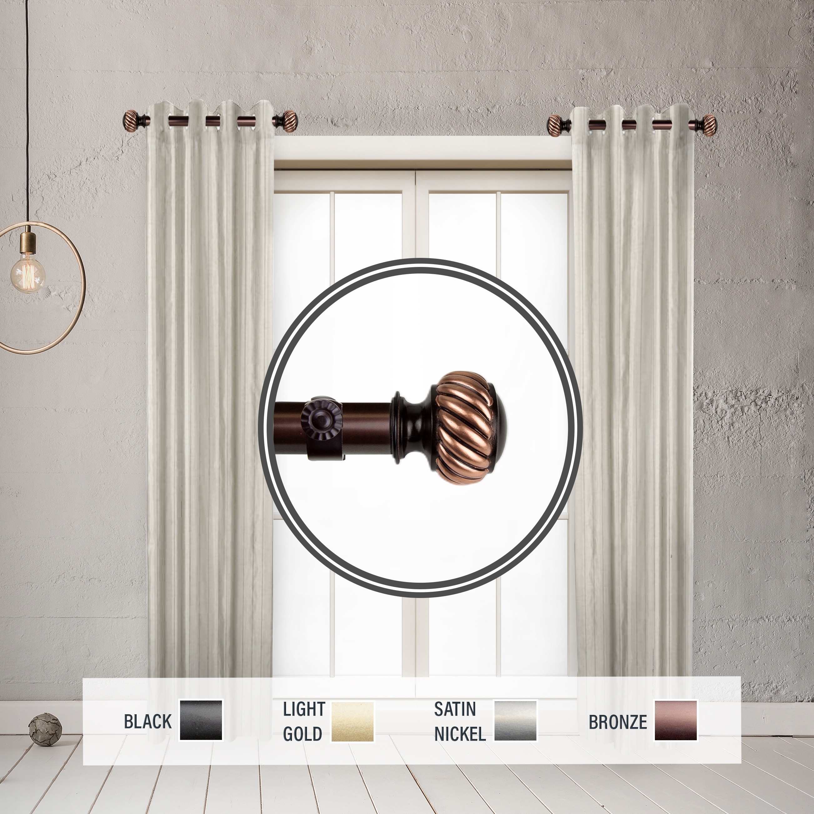 InStyleDesign Barta 1" Side Curtain Rod 12-20 inch long (Set of 2) - 12 to 20 inches